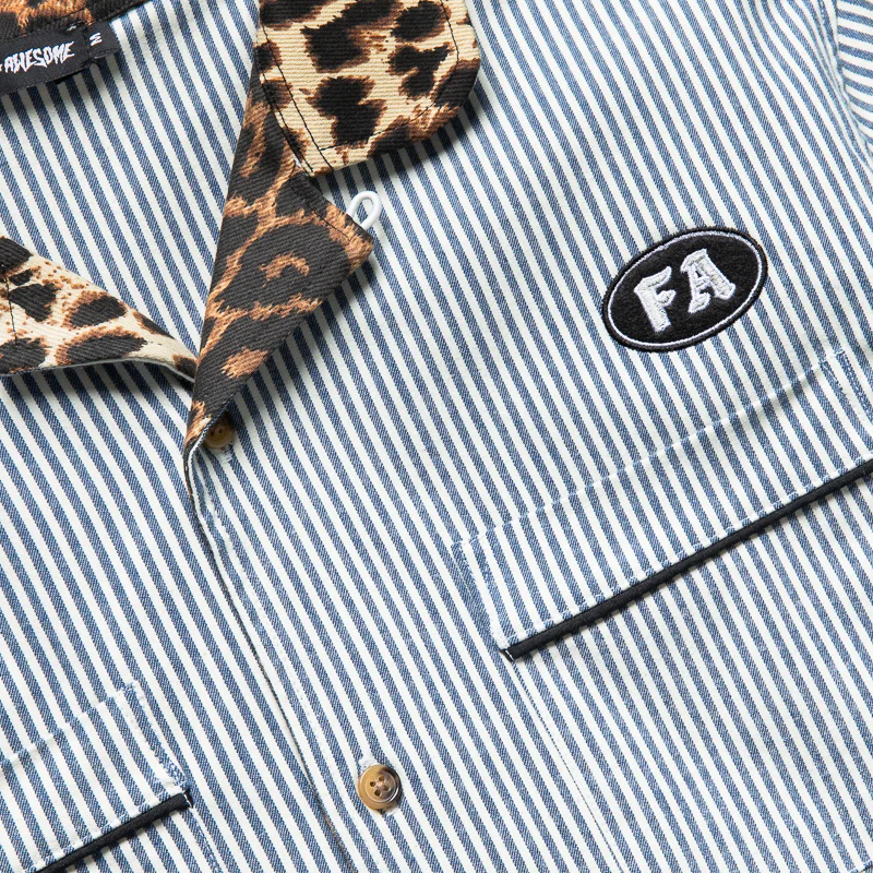 Fucking Awesome Car Fixer Leopard Collar Shirt - Blue/White