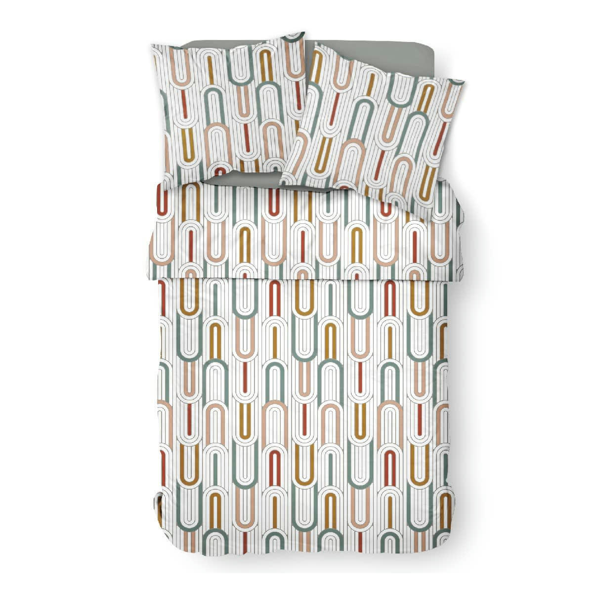 SUNSHINE - Parure de lit 2 personnes imprimé en Coton Blanc 220x240 cm