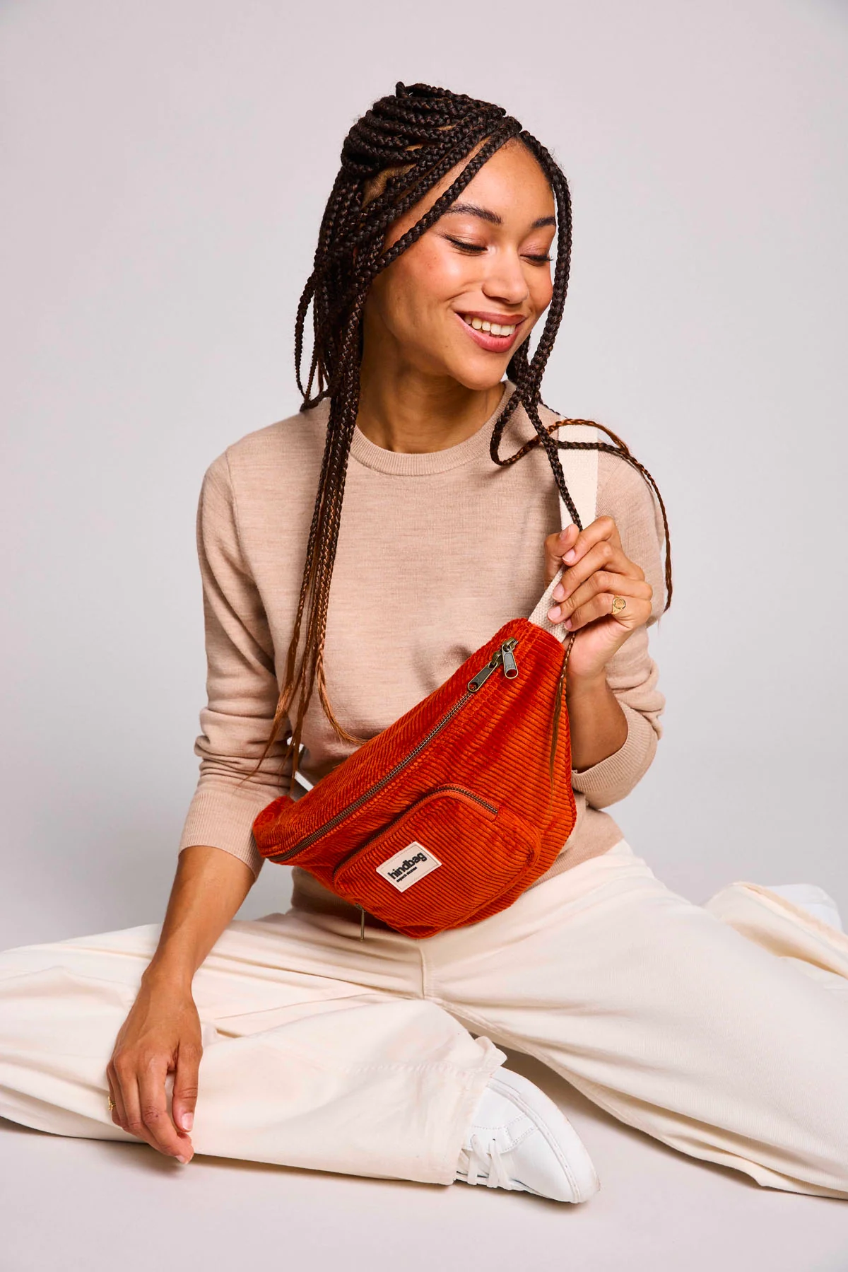 Sac banane XL Sofia Velours Brique
