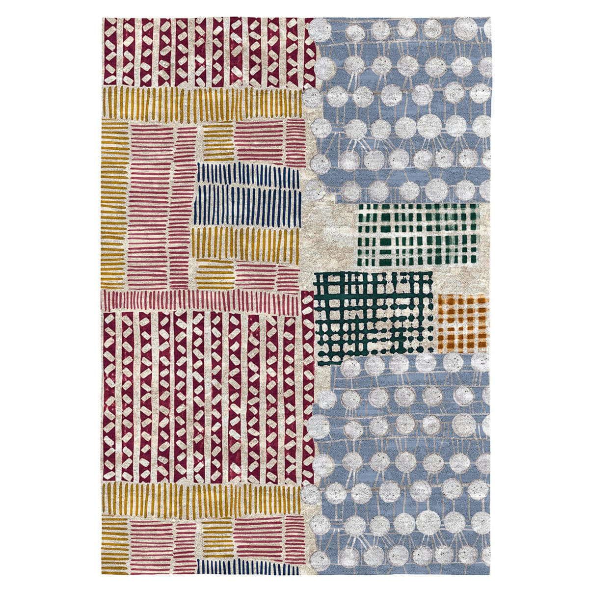 MAWU - Tapis décoratif en coton imprimé  motifs graphiques 80x150 cm