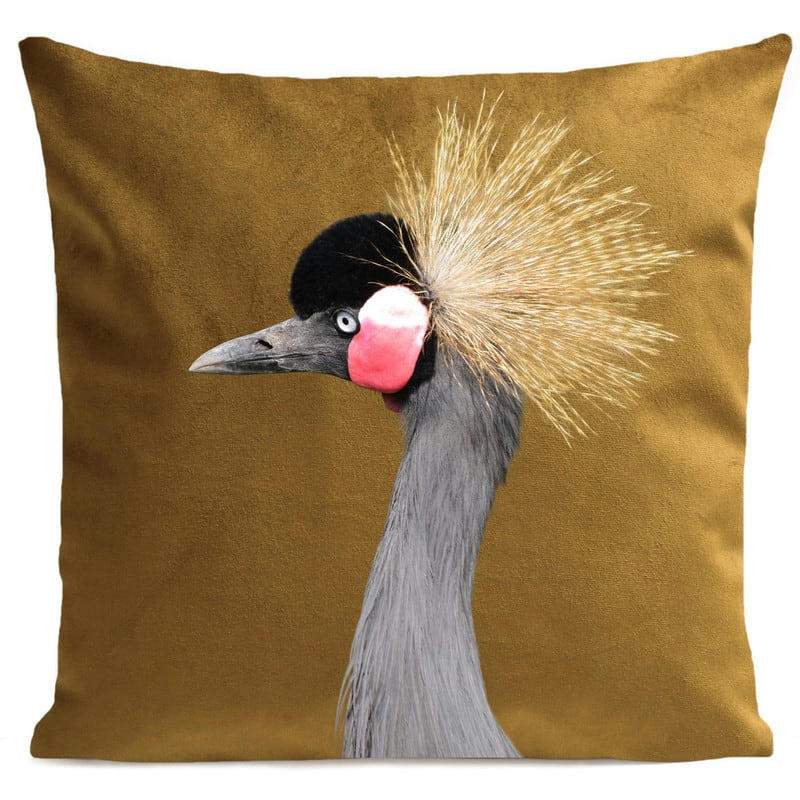 - Coussin oiseau velours rouille 40x40cm