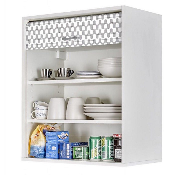 Meuble Cuisine Blanc 60x72 Face Imprimée - Vagues Grises 810 - L 60 x l 35 x H 72 cm