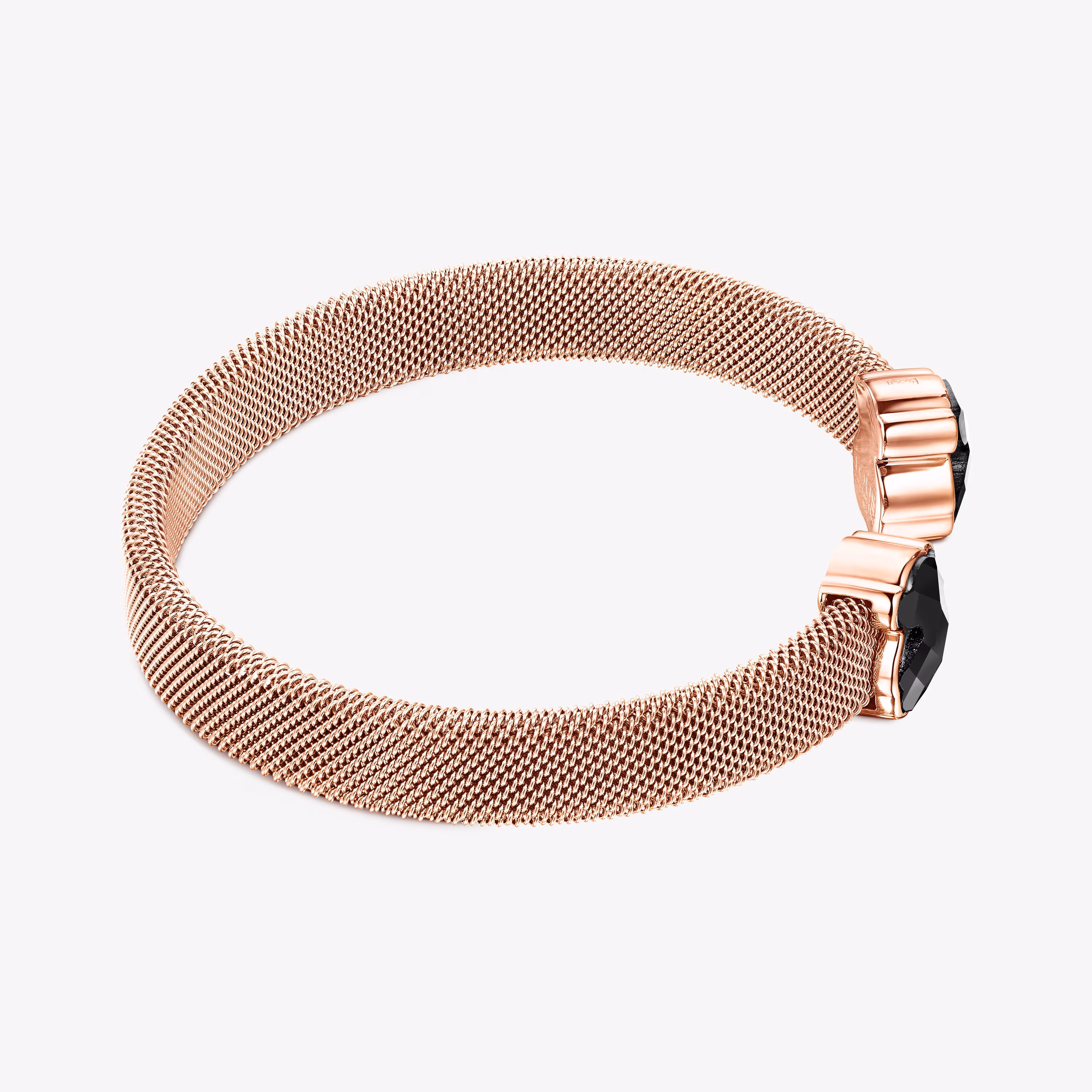 Pulsera de acero IP rosado y ónix Mesh Color