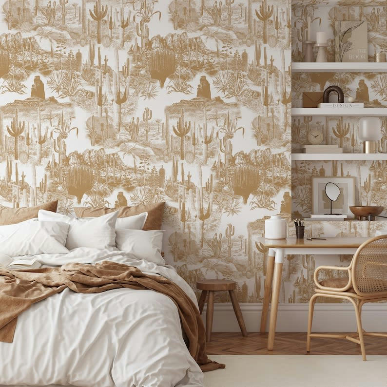 VINTAGE - Papier Peint Cactus dans le Désert Beige 250x200 cm