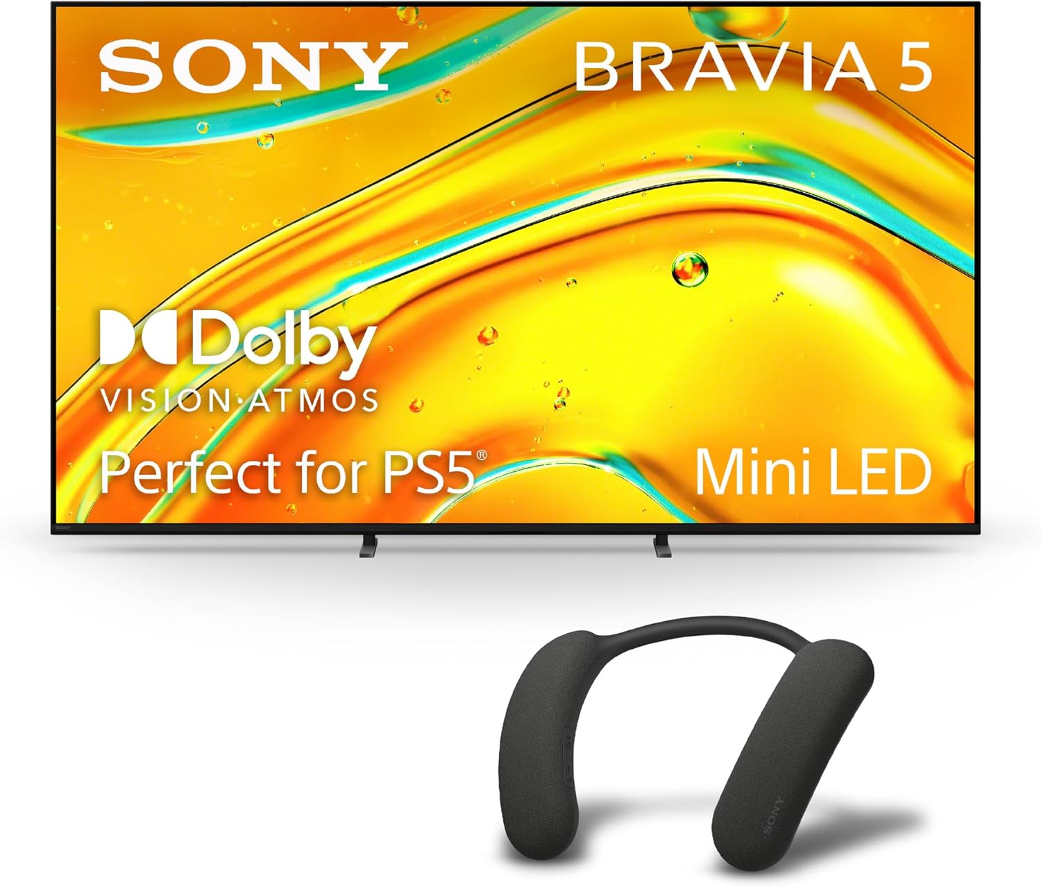 Sony BRAVIA 5 75 Inch 4K Mini LED Smart TV (K-75XR50  2025) + BRAVIA Theater U Wireless Wearable Speaker (HT-AN7) Bundle