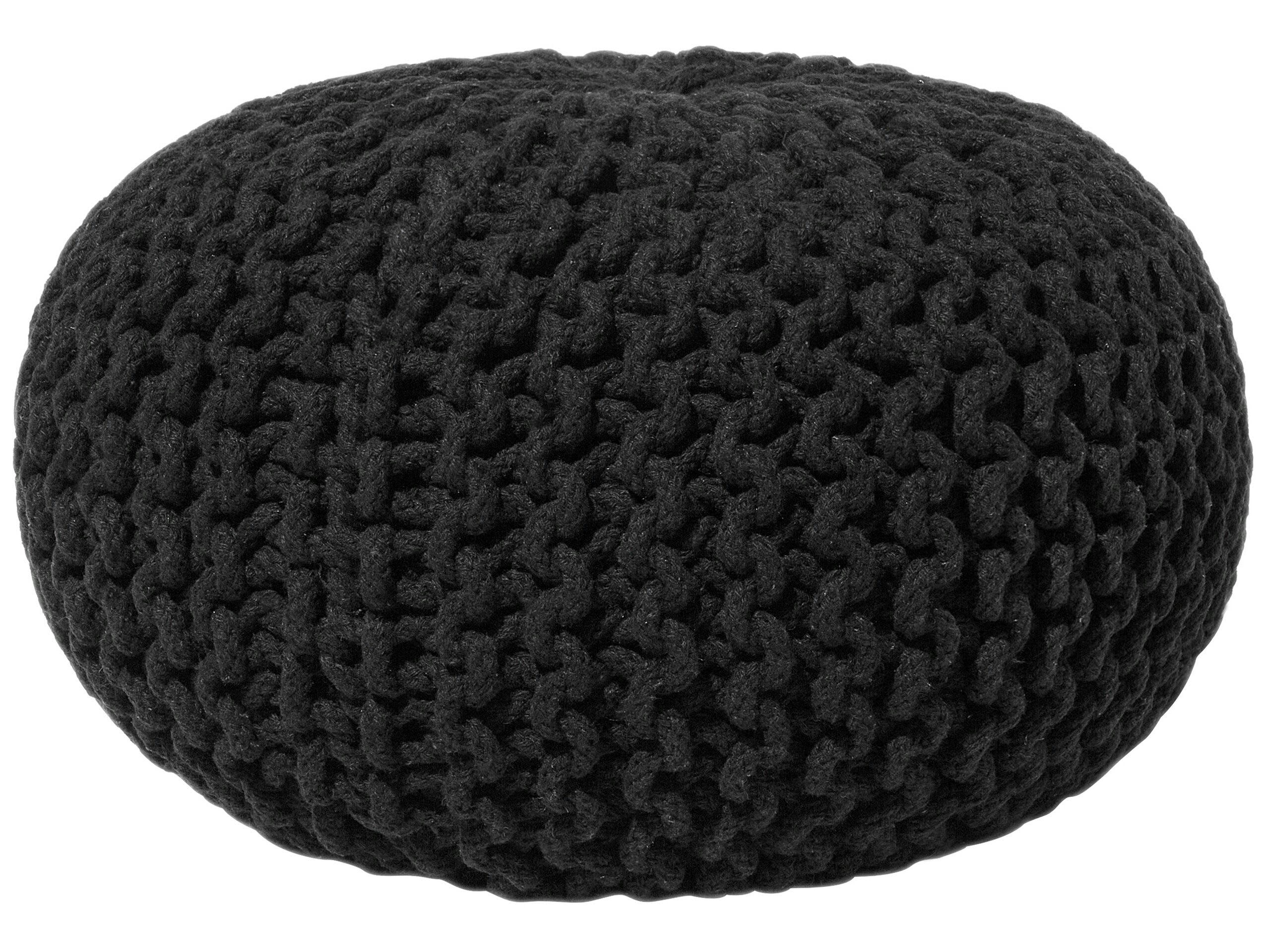 CONRAD - Pouf en coton noir 40 x 25 cm