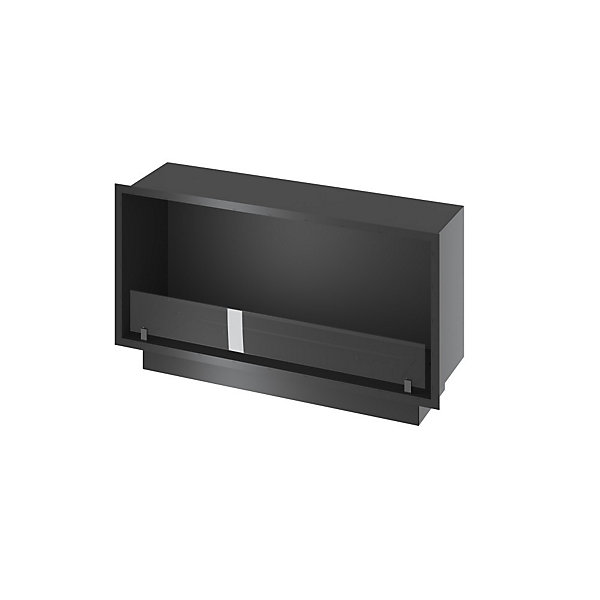 Cheminée bioéthanol encastrable Inside Black 1000 - Noir mat, avec vitre, brûleur 3 L, design moderne