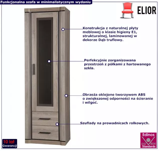 Witryna jednodrzwiowa dąb truflowy - Xytica