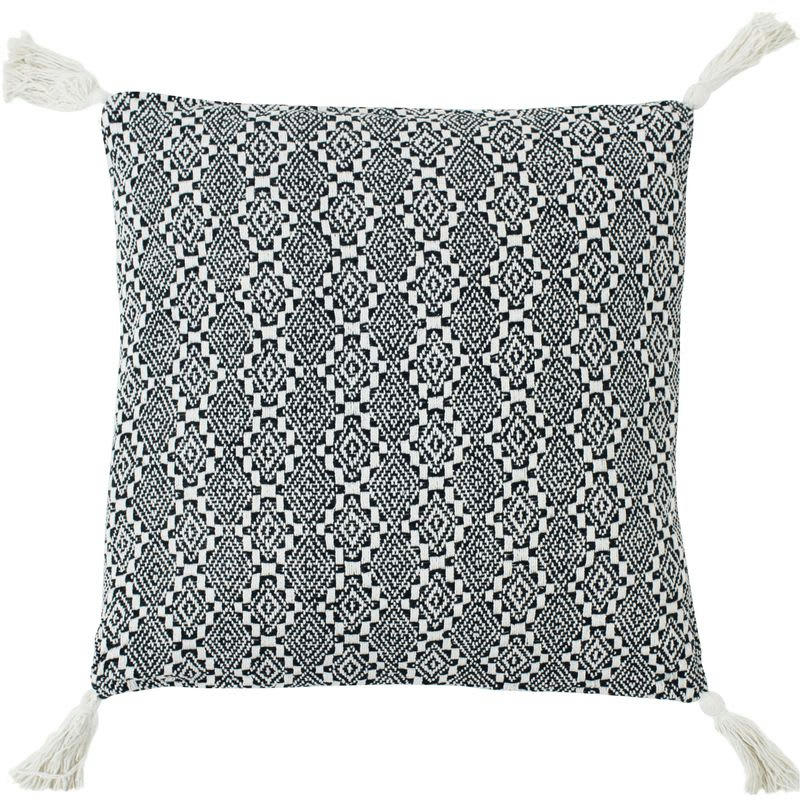 ESCAPADE - Coussin ethnique motif ethno blanc et gris 70x70