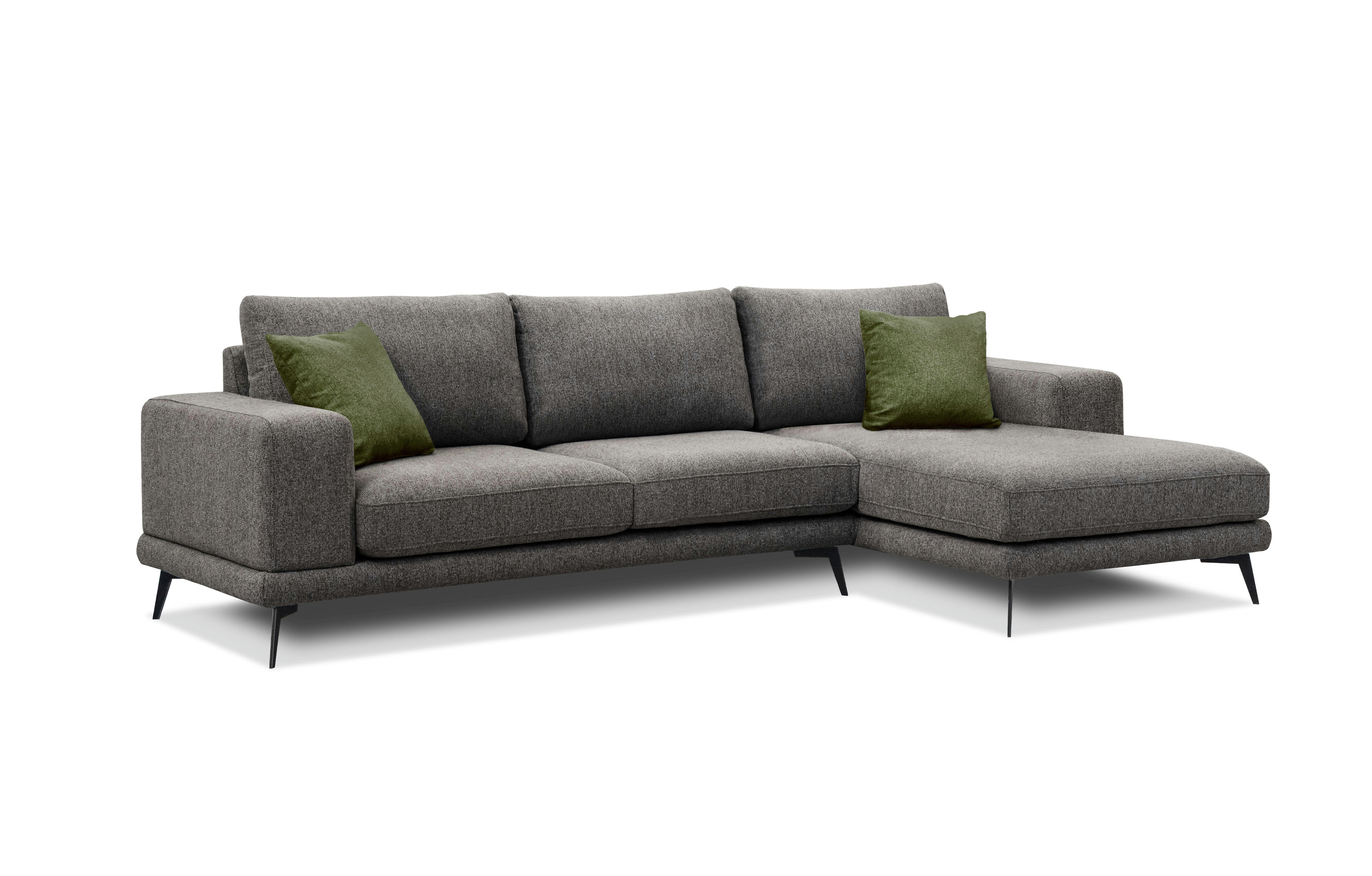 MEDIOLANE - Canapé d'angle droit 4 places tissu marron