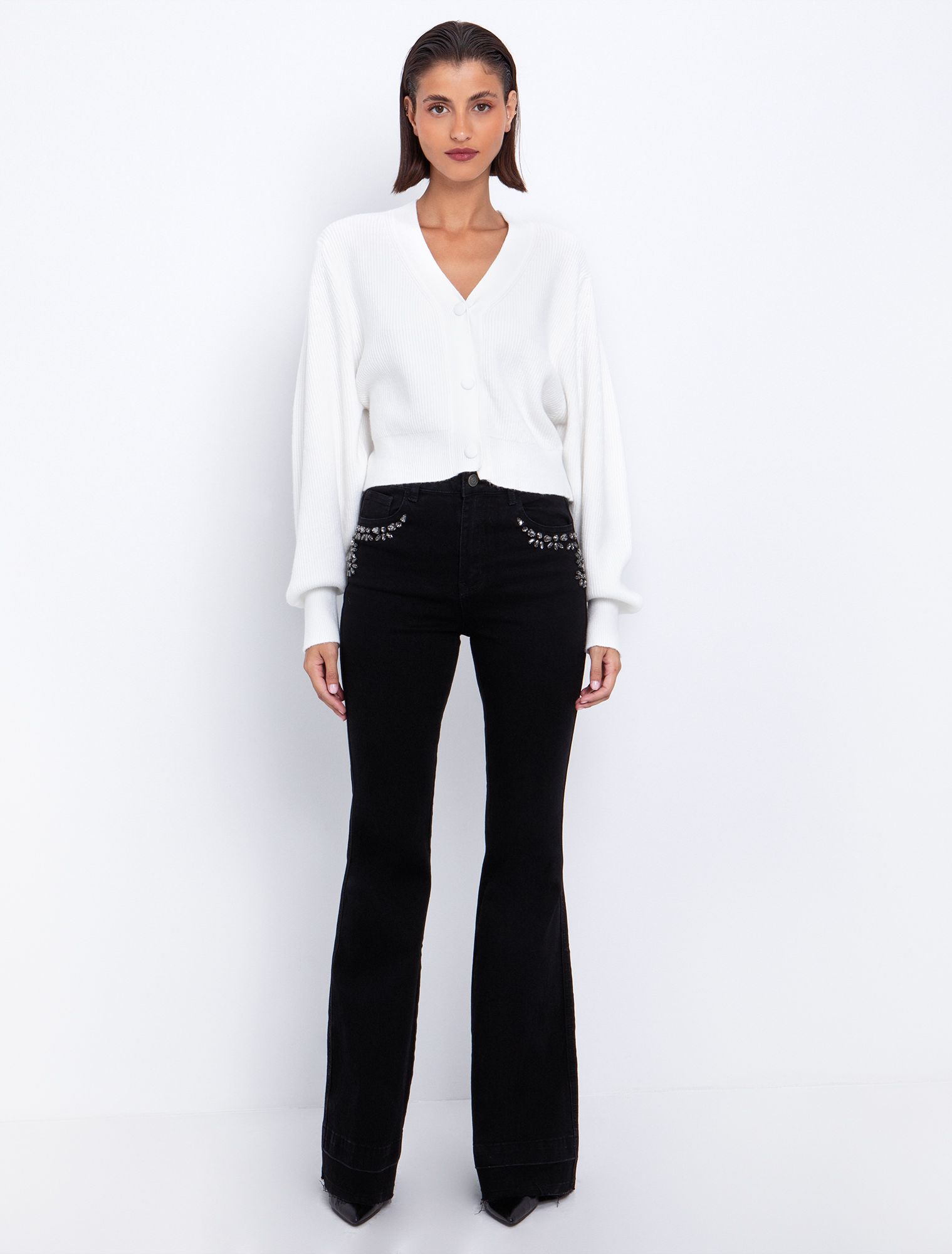 One size πλεκτή ζακετα rib