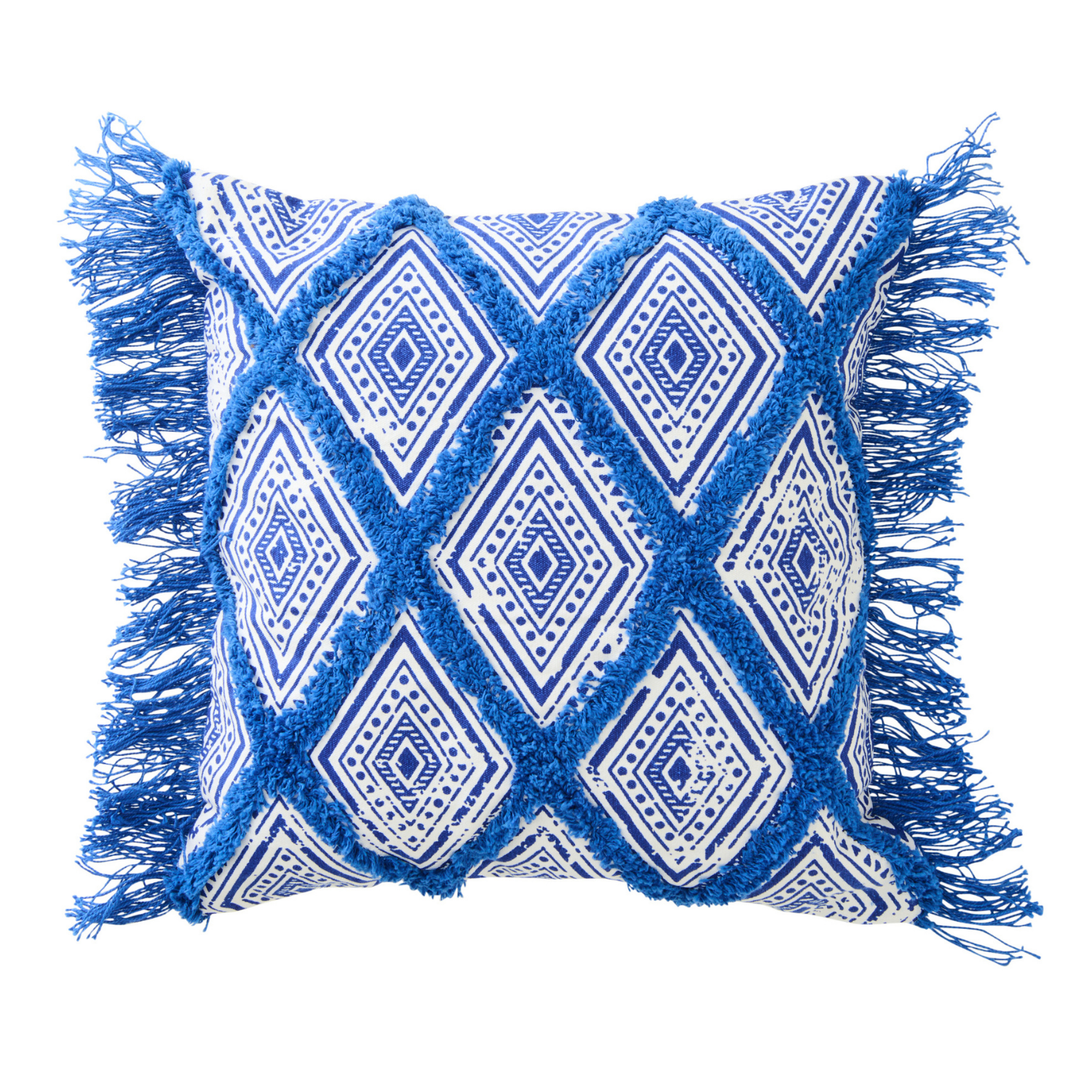 J-Line kussen Oosters Patroon - katoen - blauw/wit