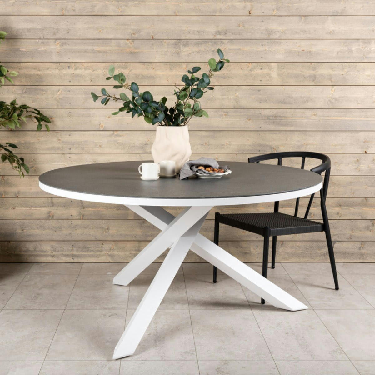 ORIAPA - Table de jardin ronde 140cm en aluminium