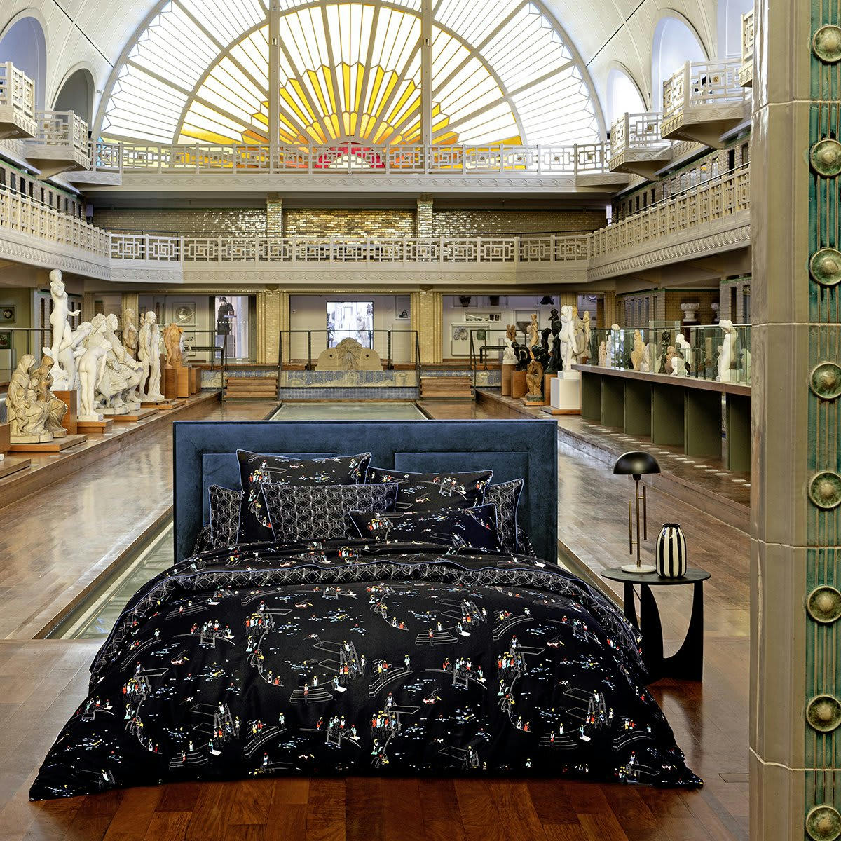 PISCINE - Housse de couette satin noir 140x200 cm