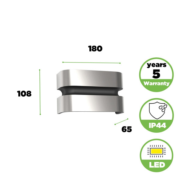 Kinkiet zewnętrzny MAYA srebrno-biały LED 1x15W 1000lm IP44 Lutec