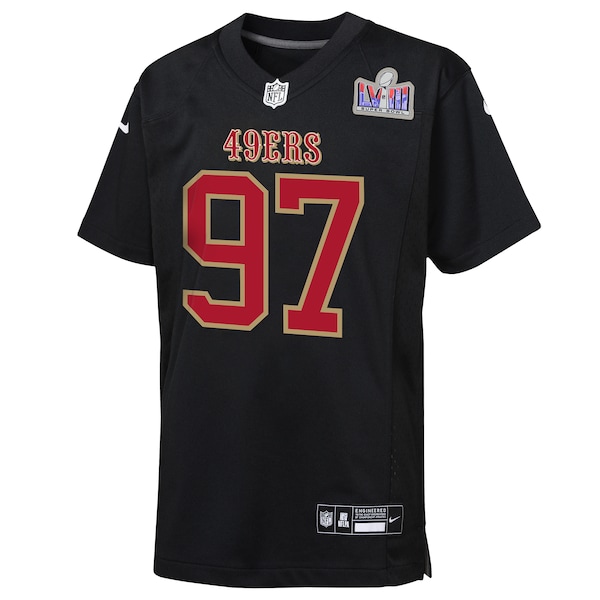 Nick Bosa San Francisco 49ers Nike Youth Super Bowl LVIII Patch Carbon Fashion Game Jersey - Black