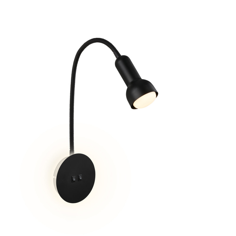Applique LED noire avec rétroéclairage E14 3 W et 10 W BRILONER