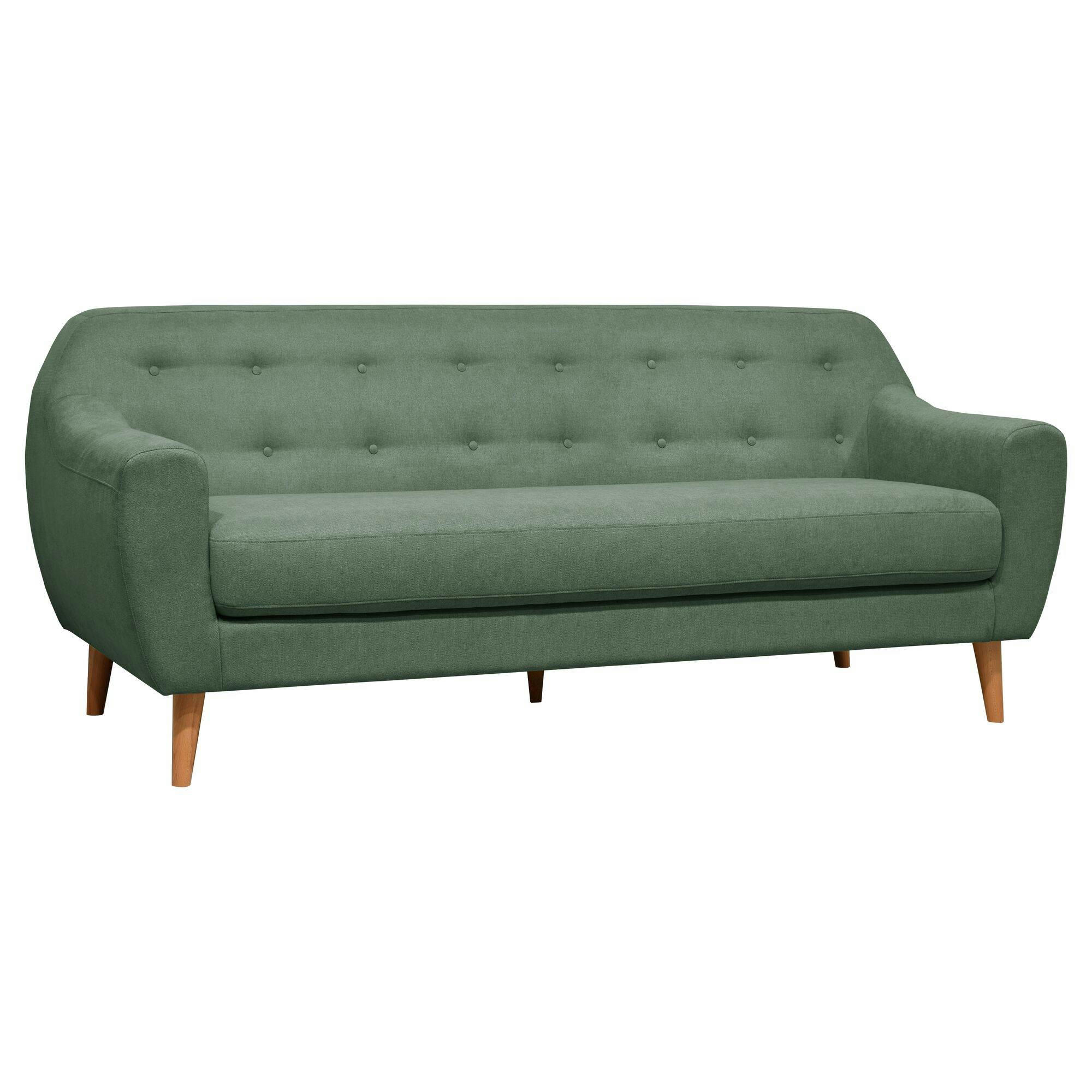 AGATHE - Canapé fixe en tissu 3 places menthe