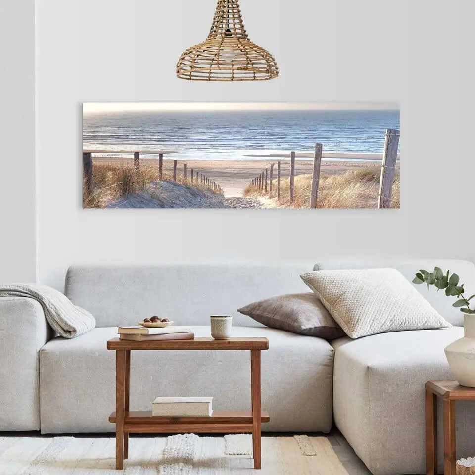 Schilderij Duinpad - 52 x 156 - Beige