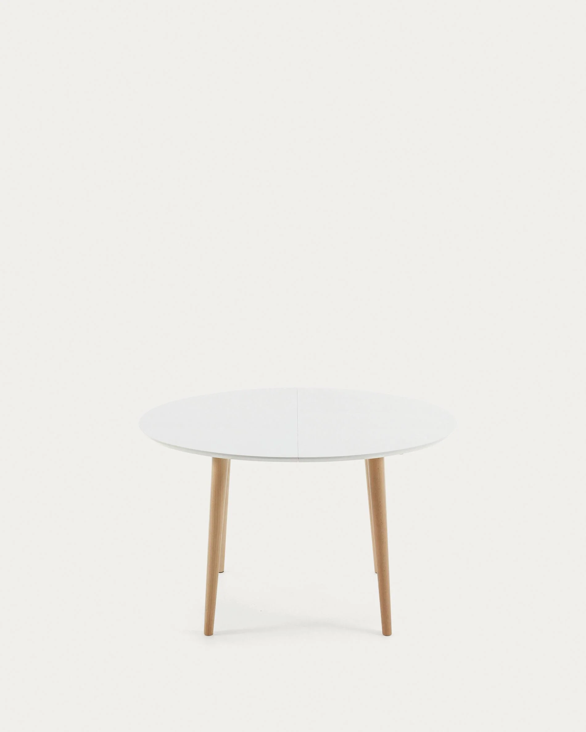 Oqui oval extendable MDF table with white lacquer and solid beech legs 120 (200) x 90 cm