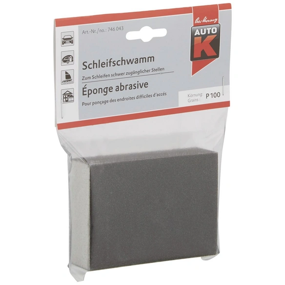 Schleif-Schwamm, für Schwer erreichbare, abgerundete und vertiefte Kfz-Stellen, grau
