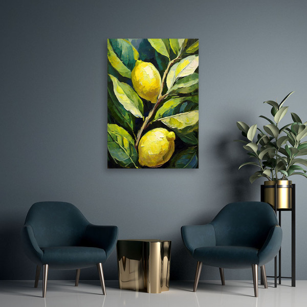 Feeby Obraz na płótnie, Cytryny akryl ręcznie malowany 40x60
