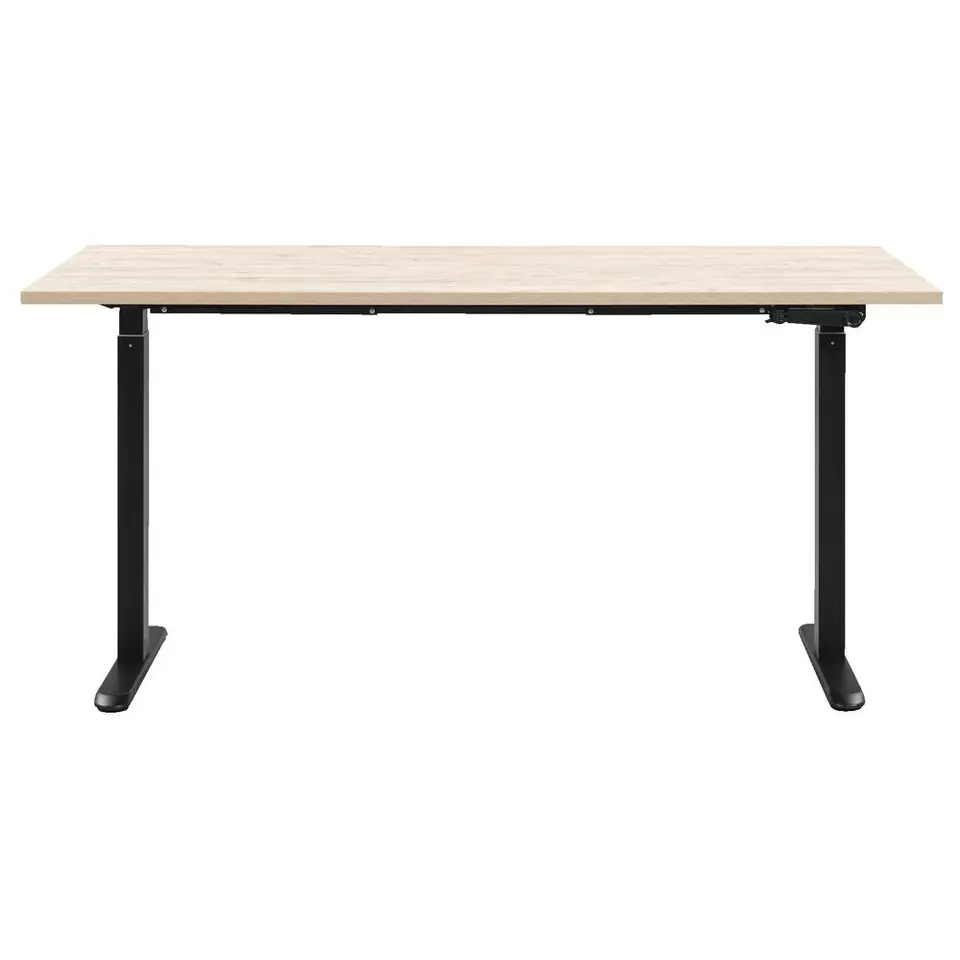 Bureau Homeworx zit/sta handmatig verstelbaar �?eikenkleur/zwart - 75/118x160x80 cm