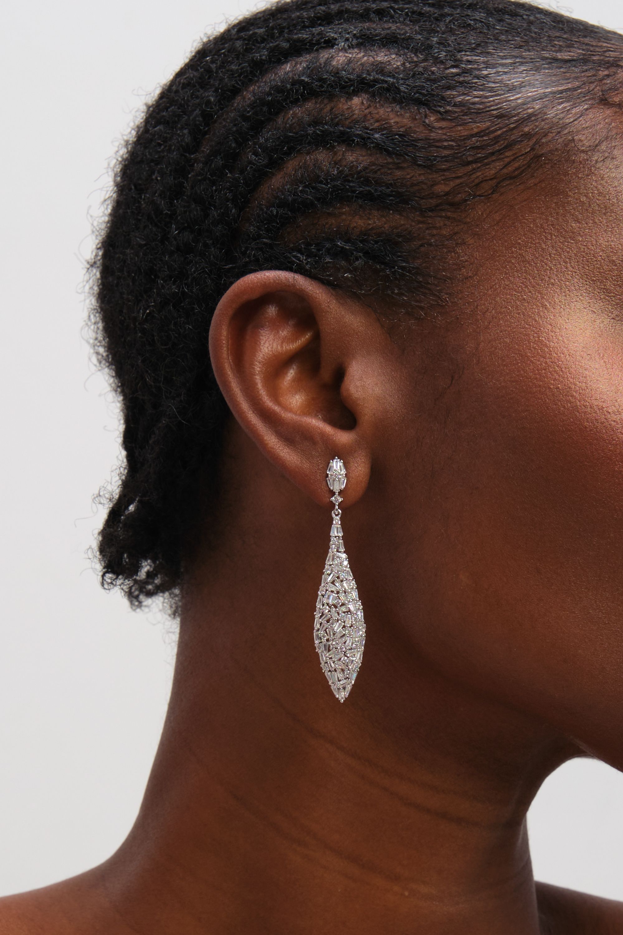 Jon Richard Rhodium Plated Mixed Stone Statement Earrings