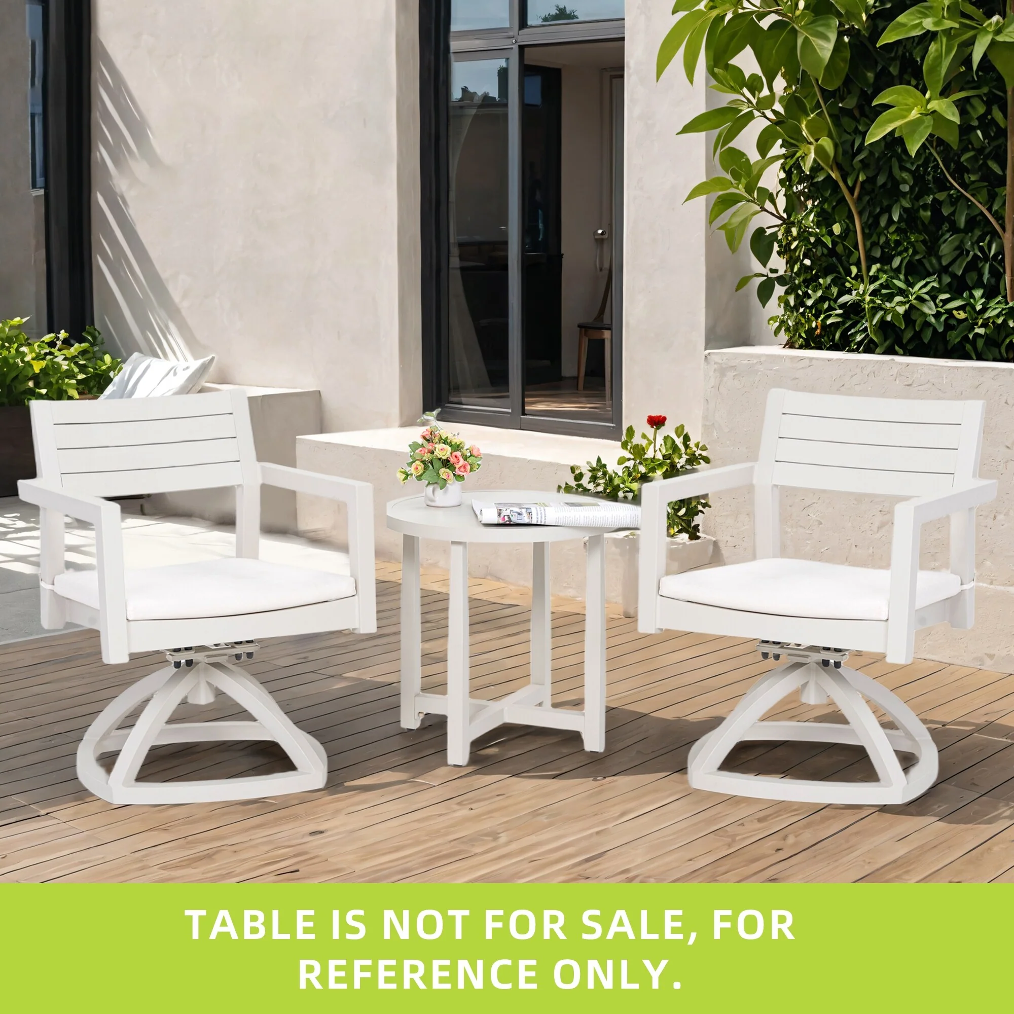 Outdoor Patio Aluminum Swivel Rocker 2PCS with Outdoor-grade Sunbrella Fabric Cushions, Grayish