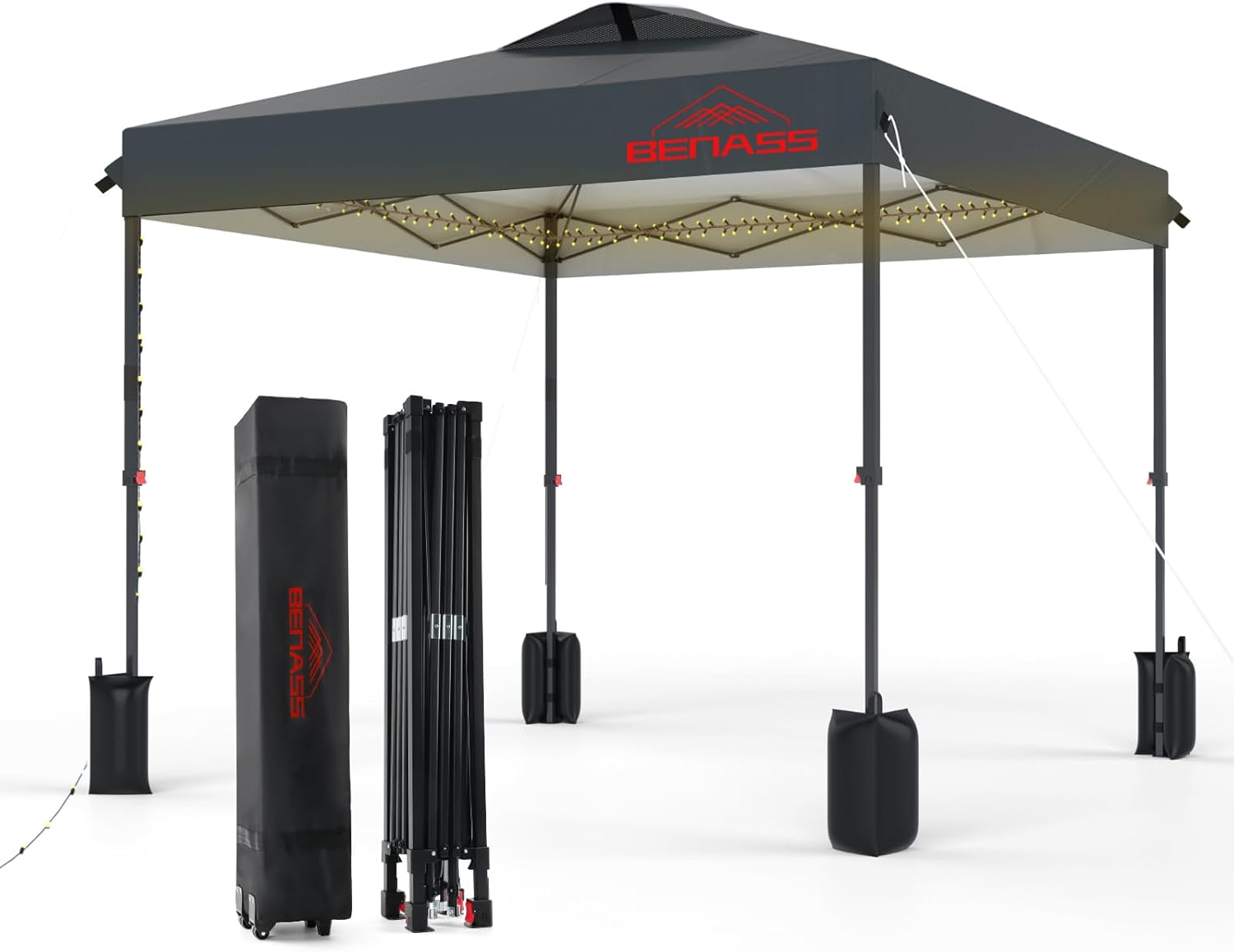 12x12 Pop Up Canopy  Easy Up Canopy Tent  Heavy Duty Tents for Parties  One Person Set Up Event Tent  Grey