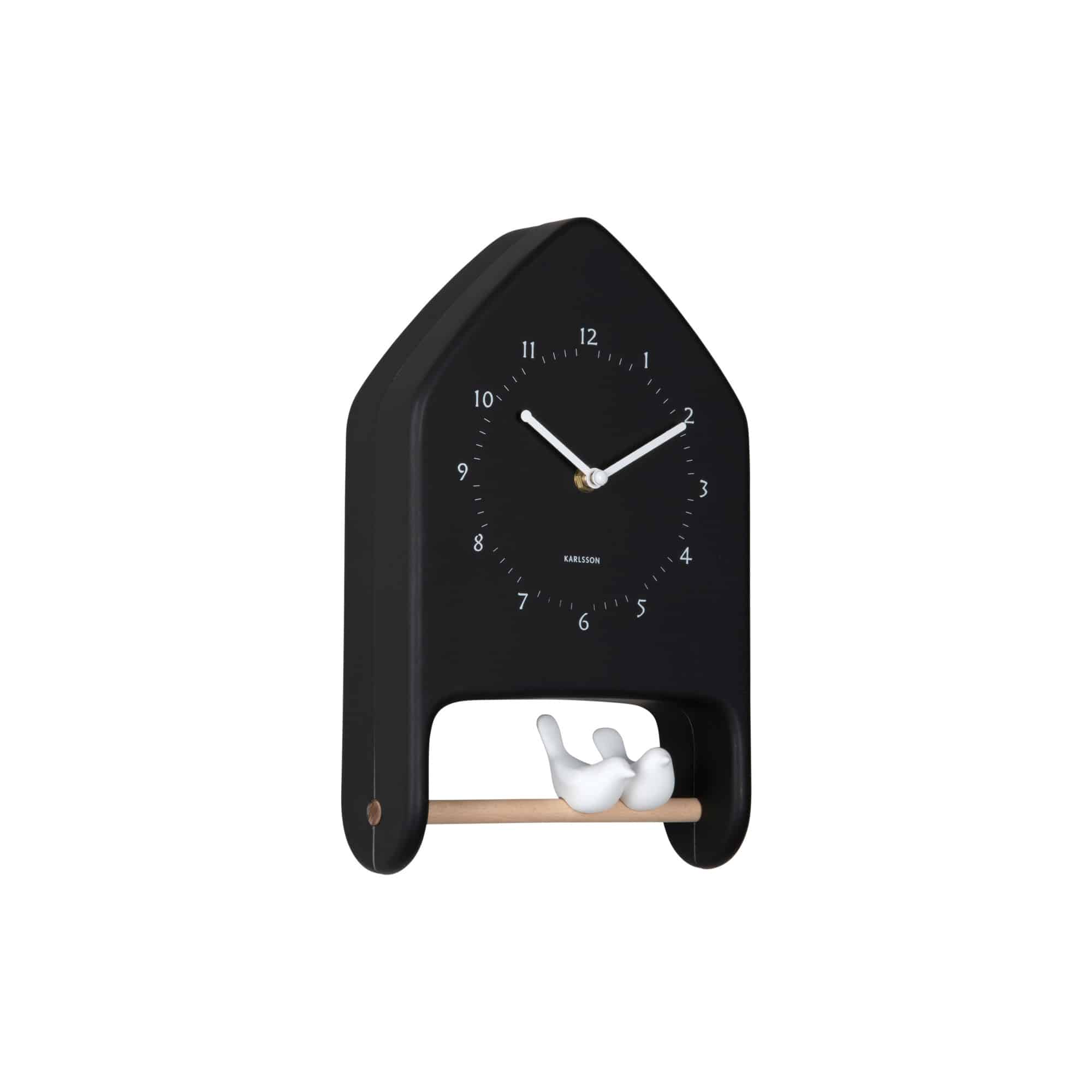 Karlsson wandklok Love Birds - zwart - 7.1x20x32cm