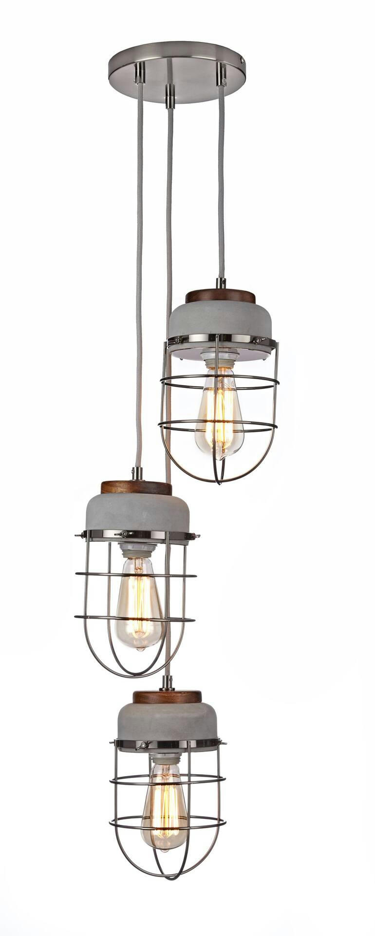CANVAS Stellan 3-Light Metal Shade Ceiling Pendant Light Fixture, Nickel