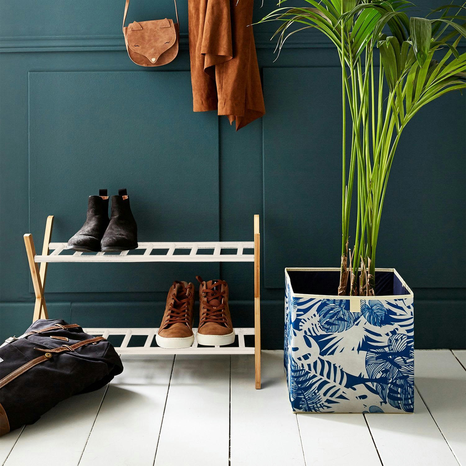 - Range-chaussures en bambou beige 66x35,5x42cm