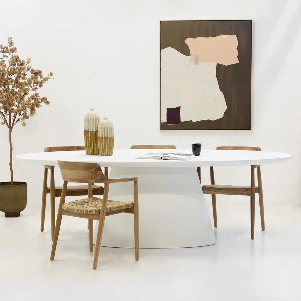 Giga Meubel Tuintafel Cleo - Ovaal 300cm - Wit Eco Composiet