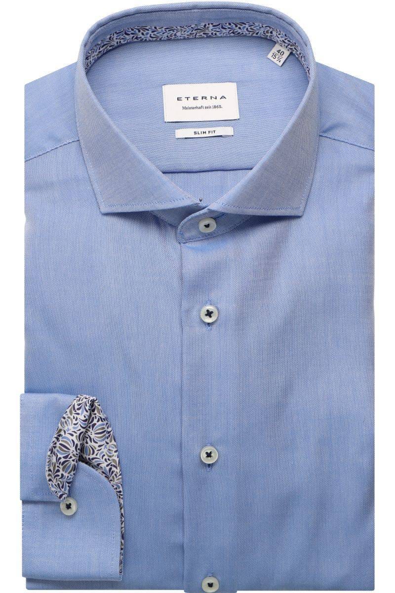 ETERNA Slim Fit Hemd blau, Einfarbig