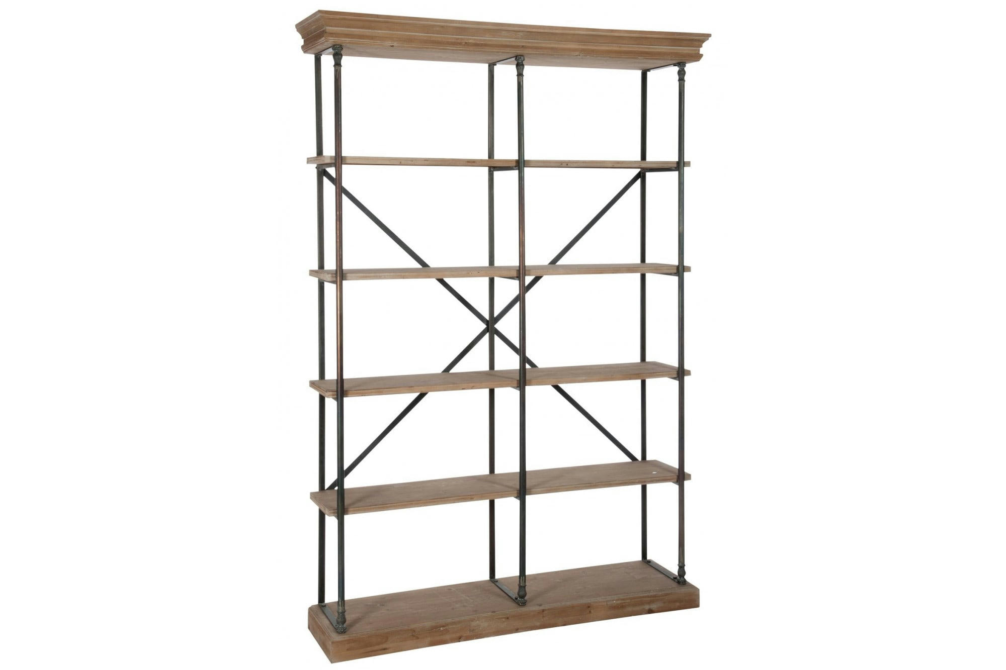 VERO - Bibliothèque double en finition bois métal industriel