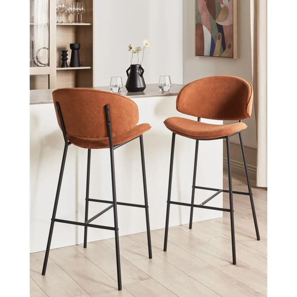 KIANA - Barkruk set van 2 - Oranje - Polyester