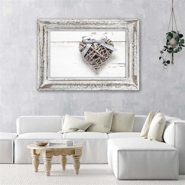 Feeby Obraz Plecione serce z kokardką drewno 60x40