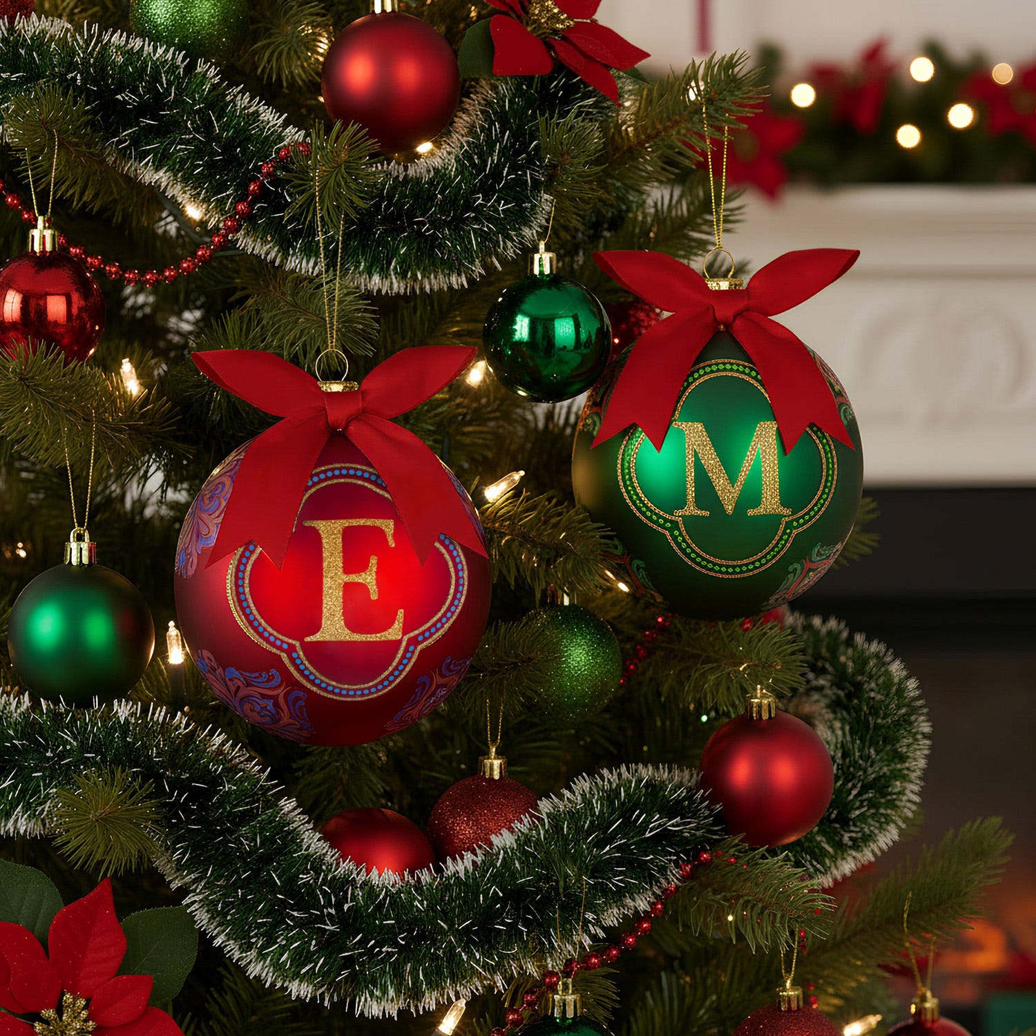 Pallina Natale lettera E 10 cm Royal Garden