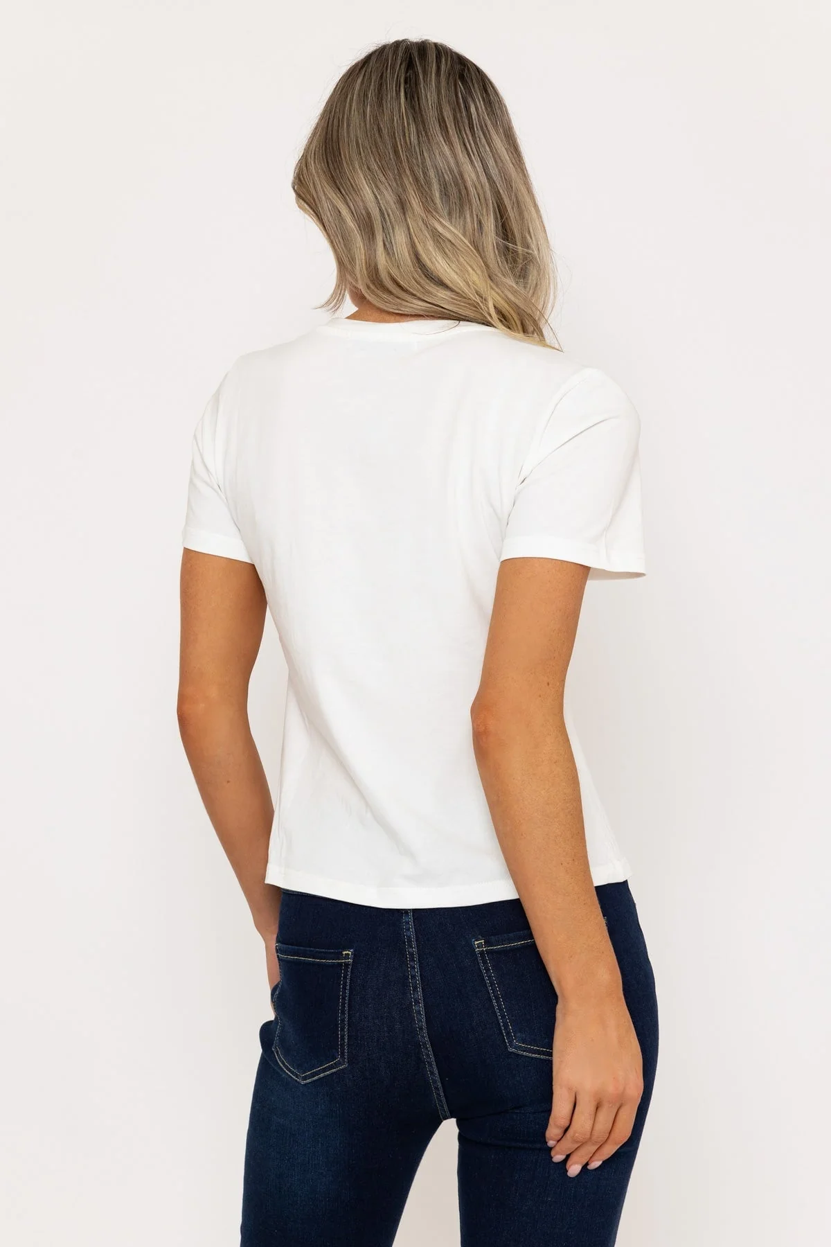 Short Sleeve Super Soft V-Neck Tee in White