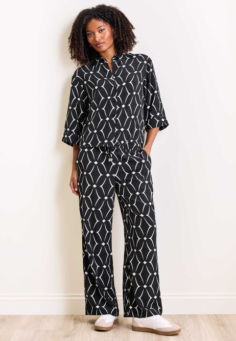 Womens Black Geo Print Shirt