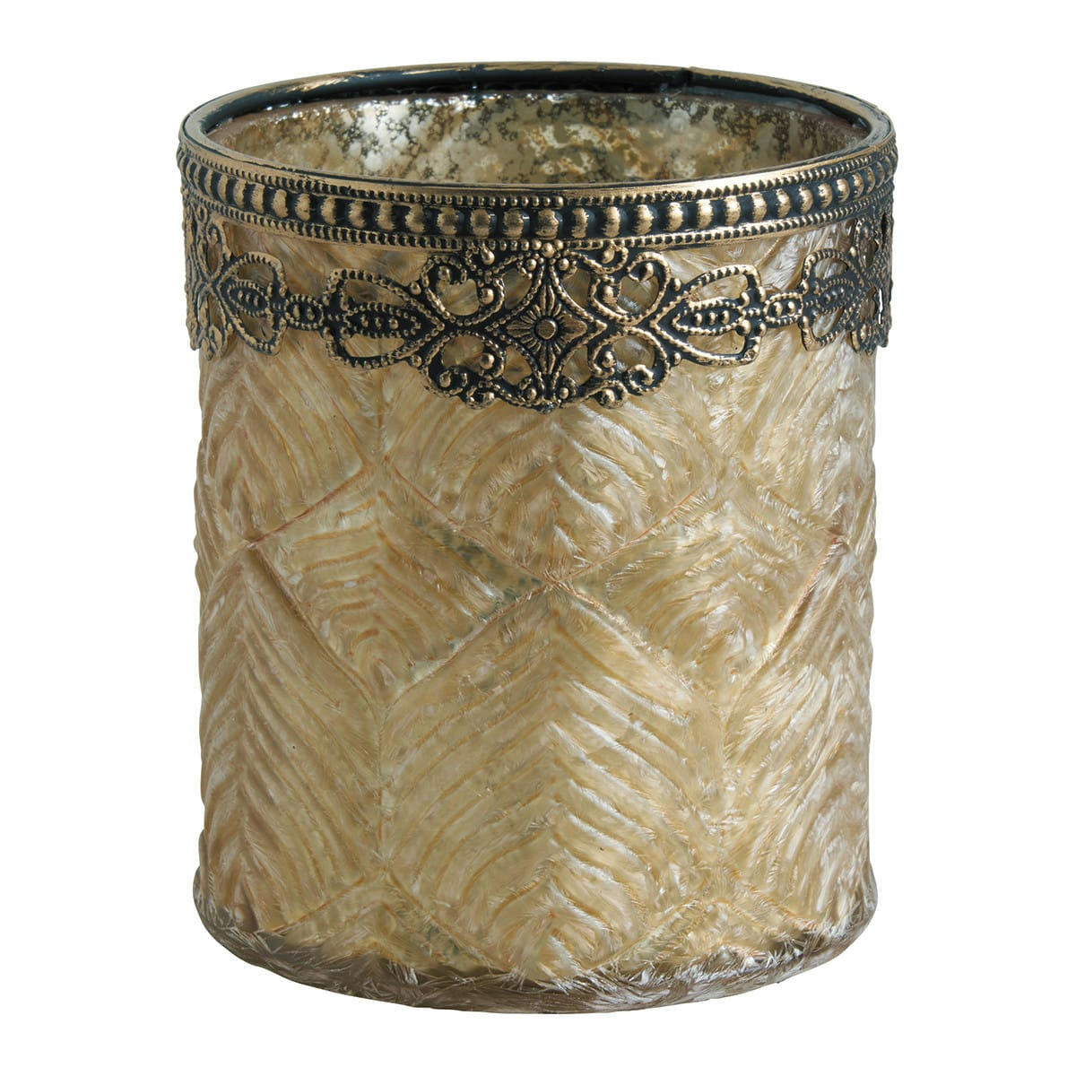 JARDIN D'HIVER - Photophore vase doré givré petit modèle