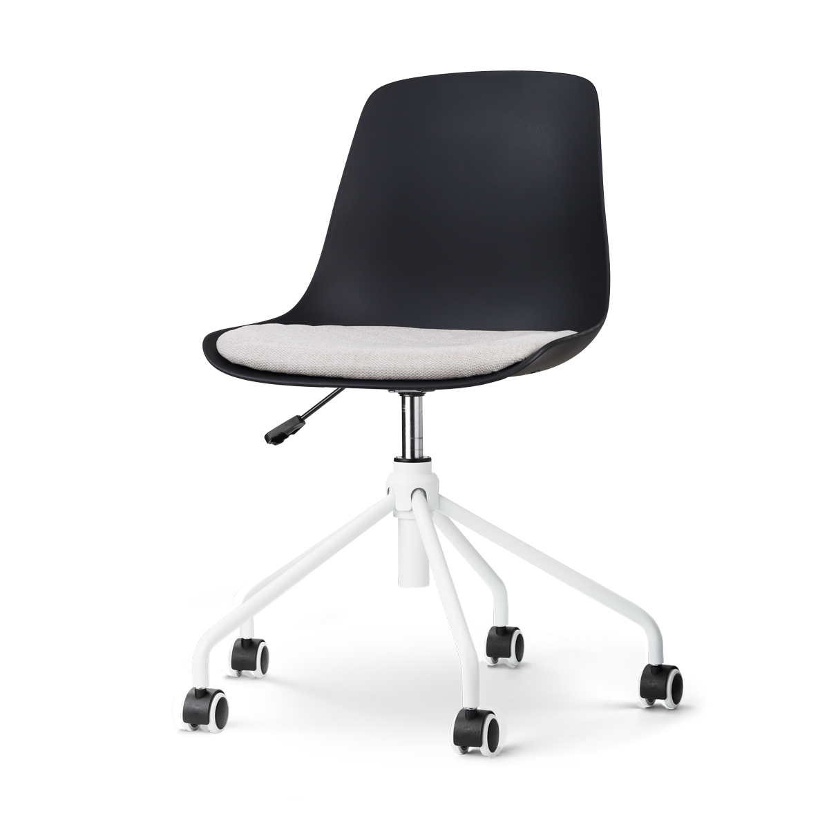 Nolon Nout-Liv Bureaustoel Zwart - Beige Kussen - Wit Onderstel