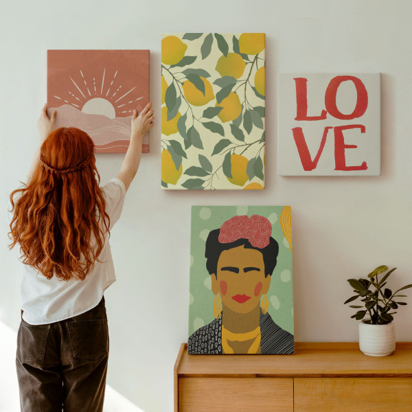 Obraz canvas 4 częściowy Cytryny LOVE Frida |40x40, 40x60| Wallfluent
