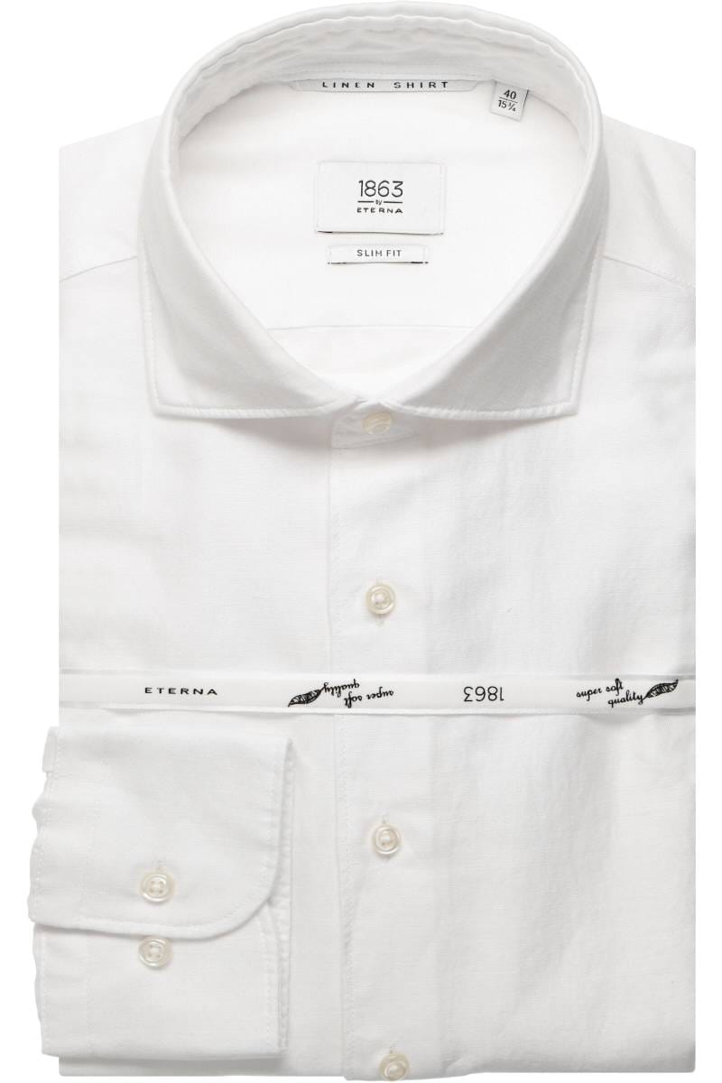 ETERNA 1863 Soft Tailoring Slim Fit Leinenhemd weiss, Einfarbig