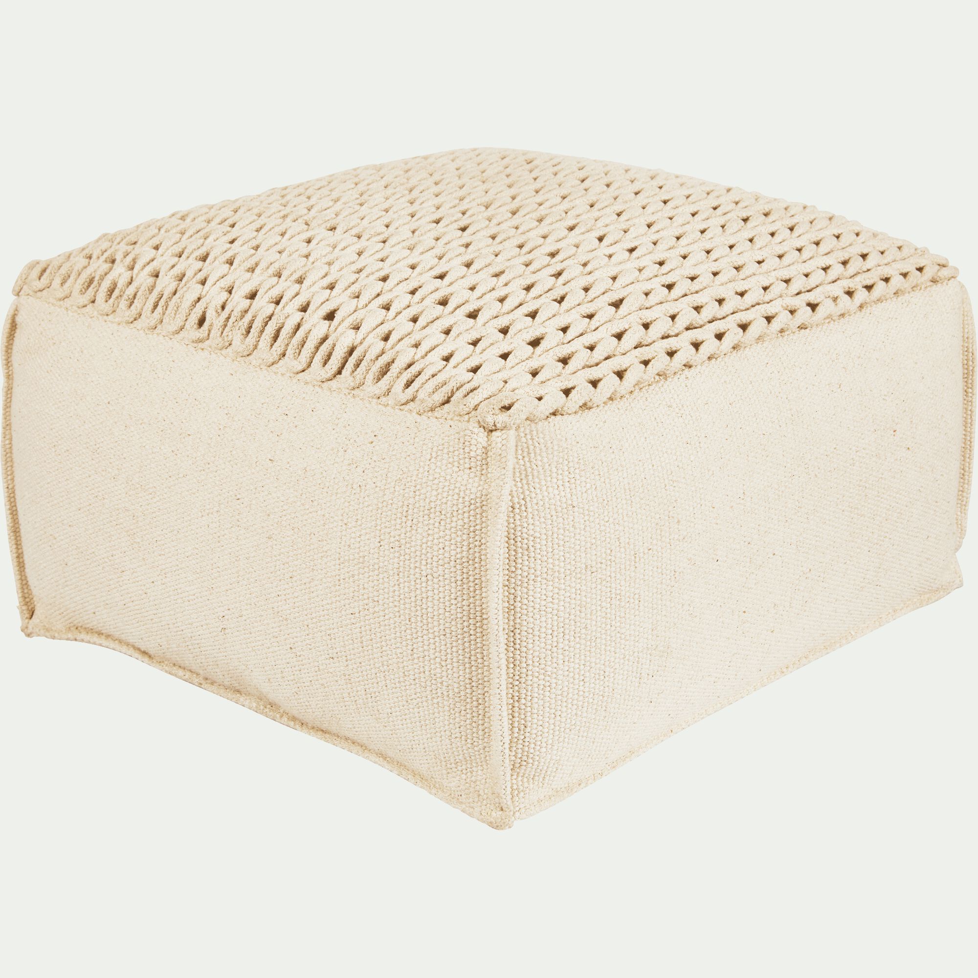IAN - Pouf cubique en coton - beige D50xH28cm