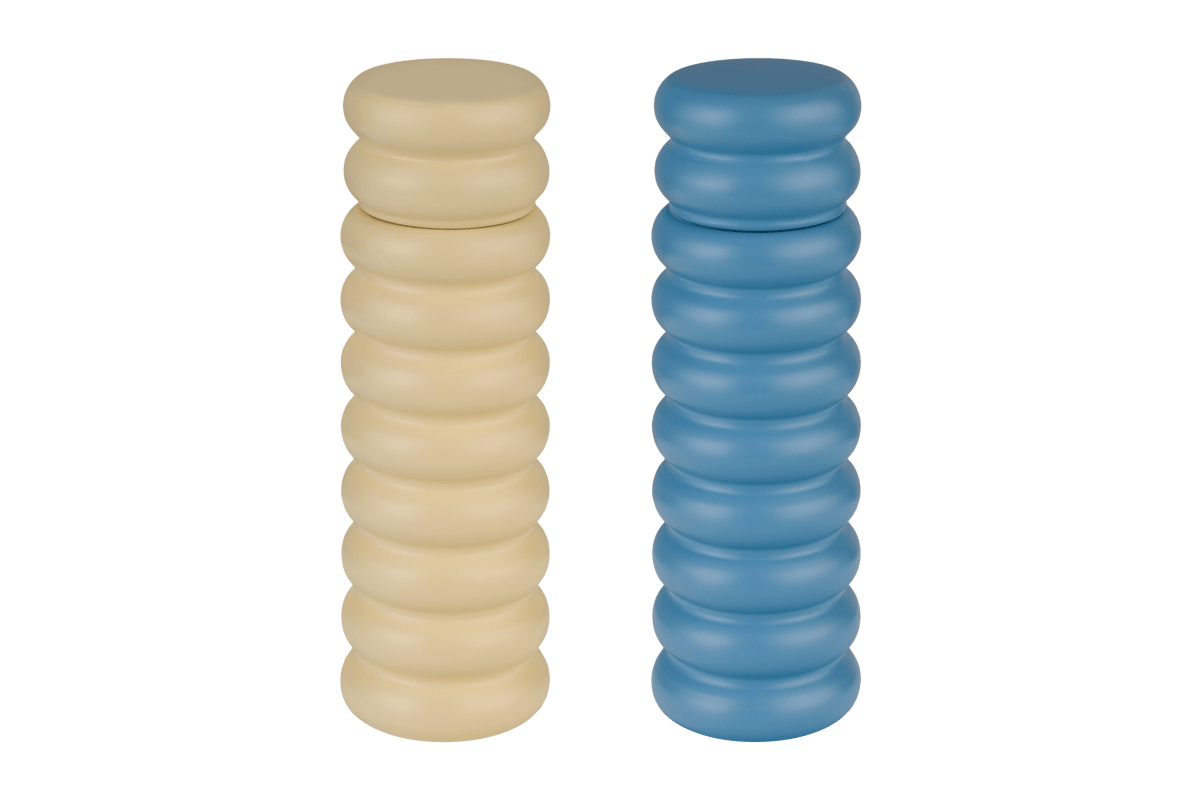 noo.ma Suli kruidenmolens set van 2, gelakt beukenhout - blauw en geel