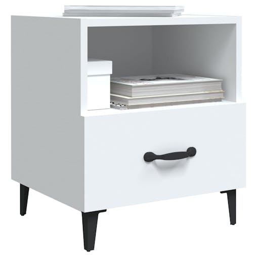 NNEVL Bedside Cabinets 2 pcs White Engineered Wood