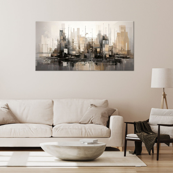 Feeby Obraz, Miasto Abstrakcja Brązowe Pejzaż Urbana 80x40