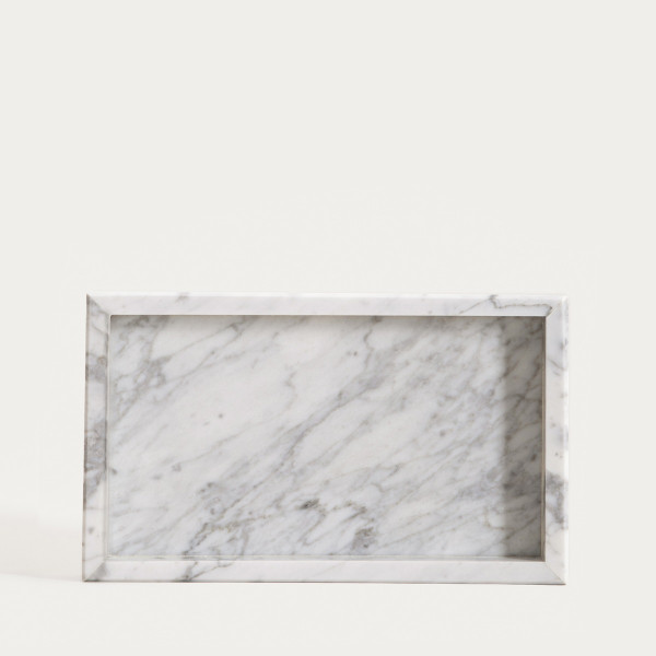 Taca dekoracyjna MARMURI marmurowa biała 25x15x3 cm HOMLA